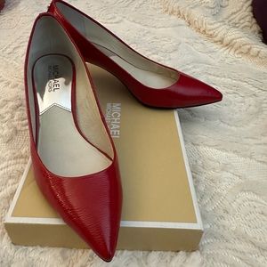 Michael Kors, red patent leather, Kitten heel shoes